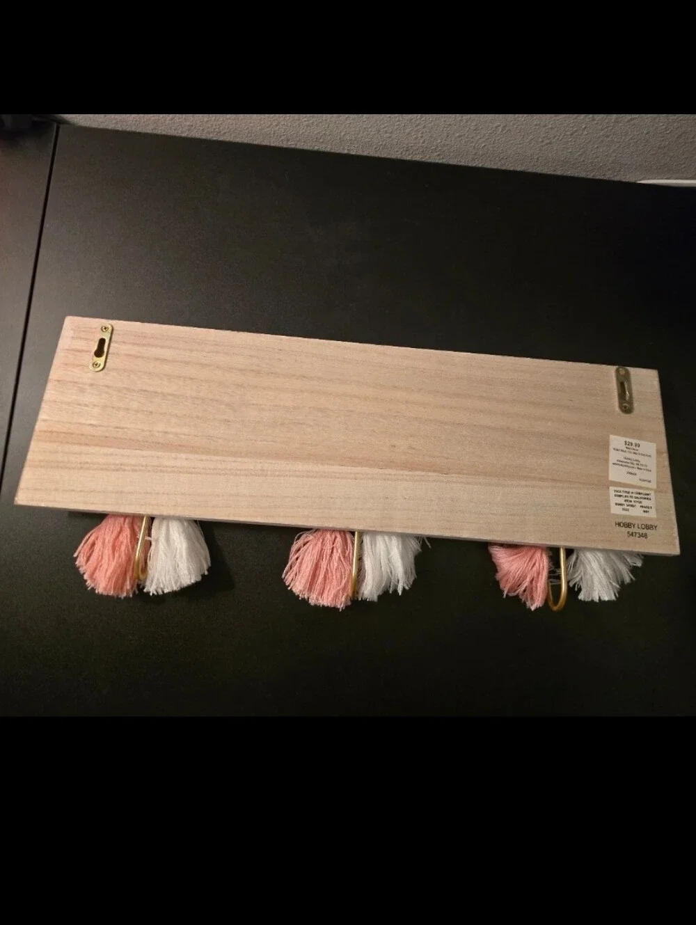 Heart Hook Wall Decor with Pink and White Tassels